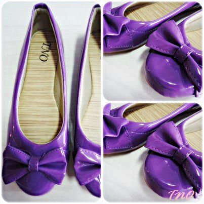 Sapatilha laço roxo.